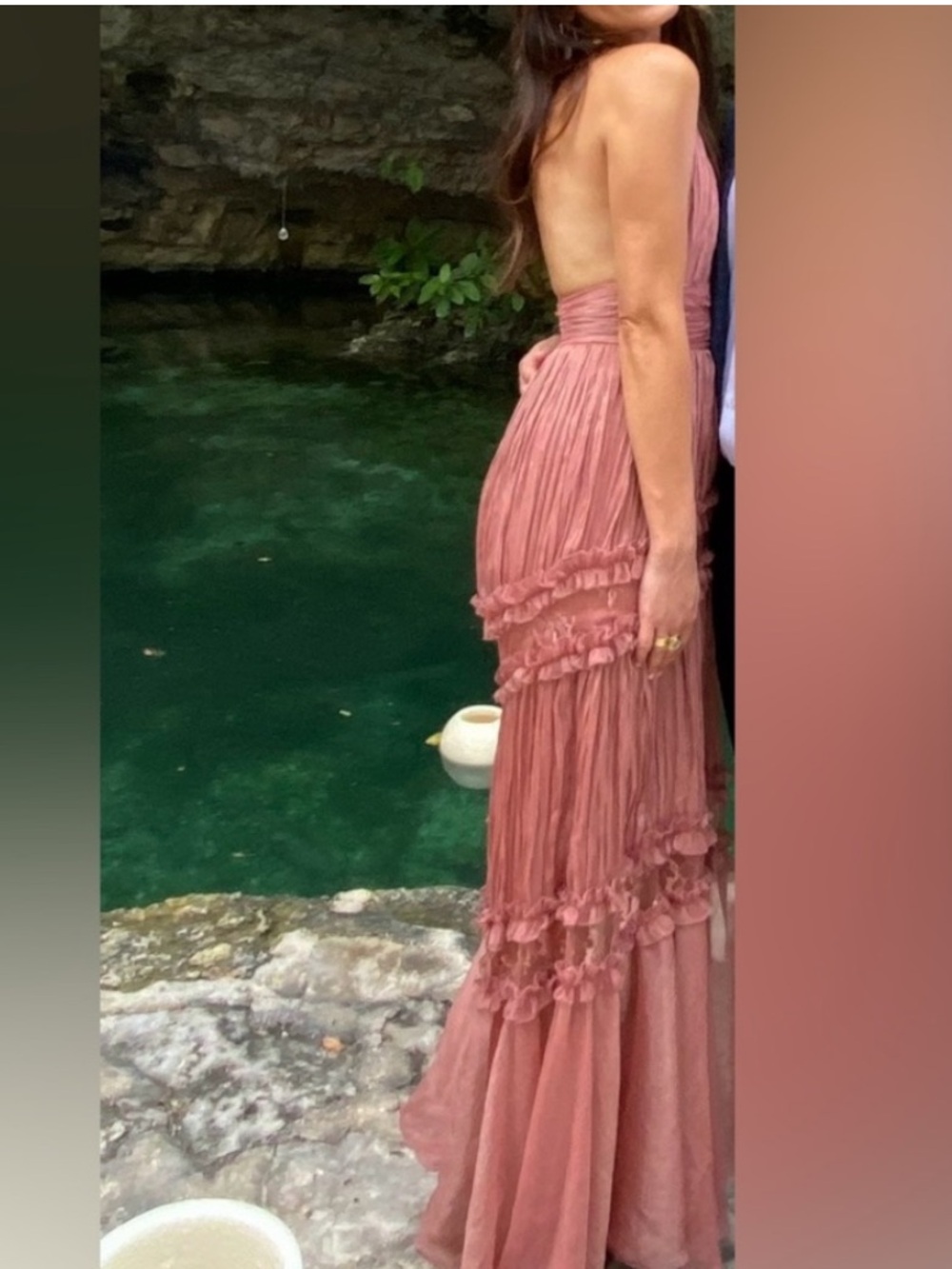 Meghan LA Rosa Tiered Dress Dusty Rose Crinkle Chiffon Boho Romantic Size 4/S - Picture 6 of 10